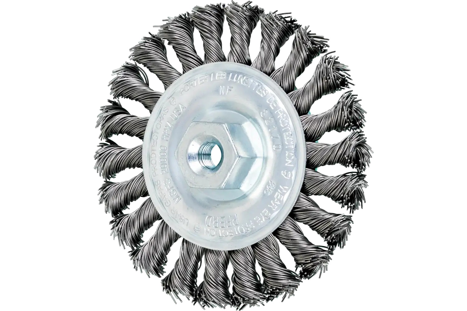 Picture of Pferd Full Cable Knot Wheel Brush 4" Dia. .020 Carbon Steel 3/8-24 Thread